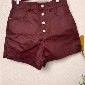Women's Burgundy Button-Up Shorts